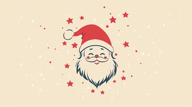 Christmas Minimalism Vector Logo with Claus Illustration