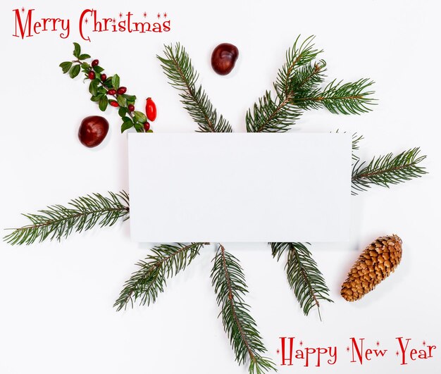 Christmas mockup for postcard with dry fruits craft paper gift box handmade christmas toys