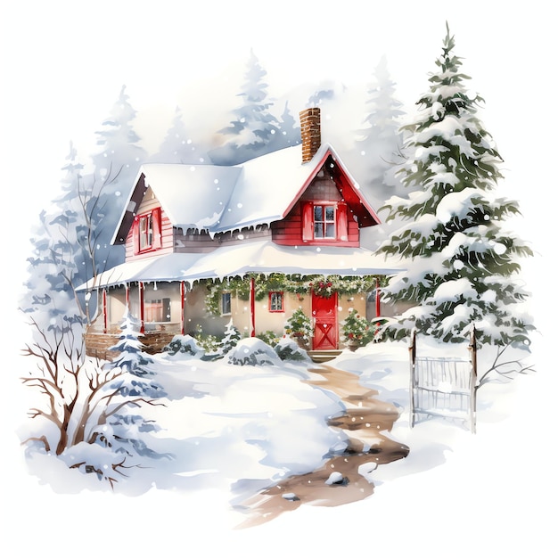 Christmas Morning watercolor winter