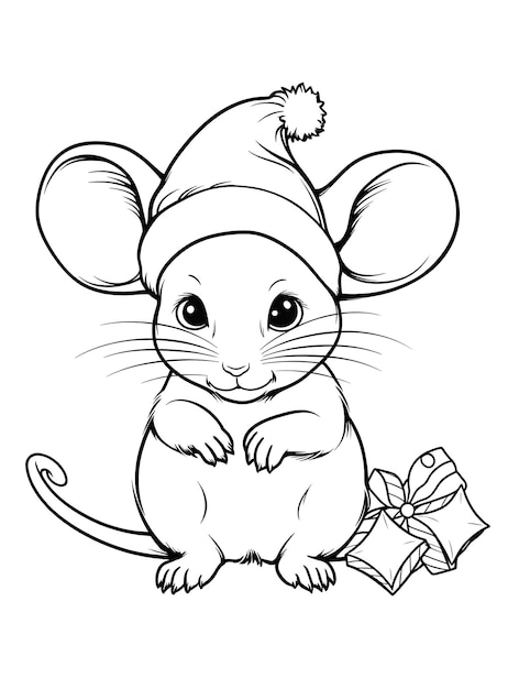 Photo christmas mouse coloring page