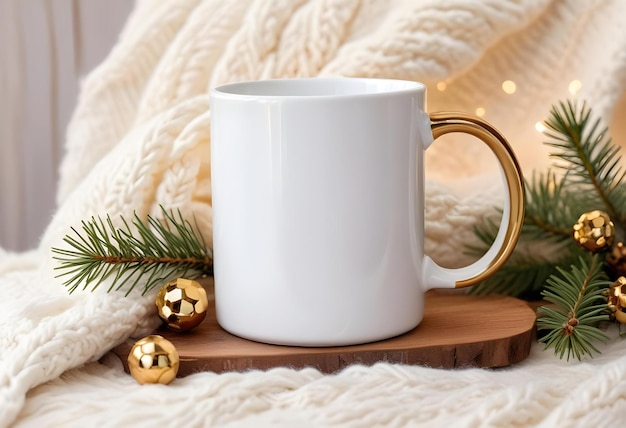 Photo christmas mug mockup