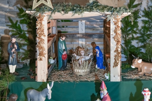 Christmas nativity scene with Joseph Mary and Jesus