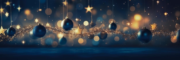 Christmas and new year 2024 decoration on blue background golden star comeliness