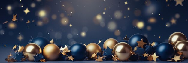 Christmas and new year 2024 decoration on blue background golden star comeliness