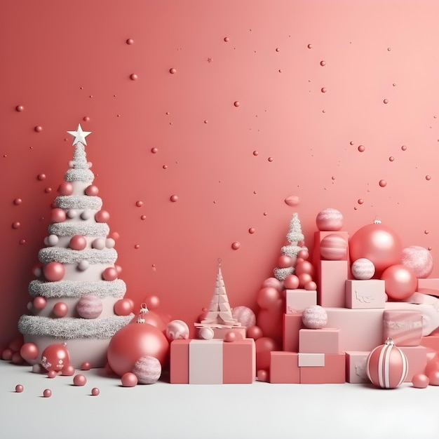 Christmas and New Year background 3d rendering 3d illustration