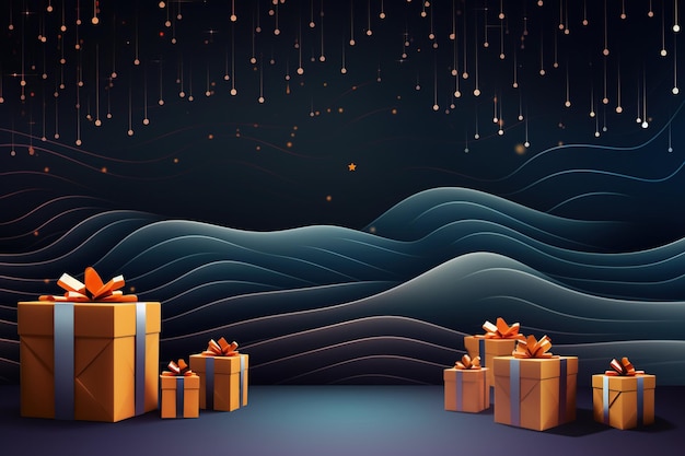 Christmas and New Year background with gift boxes Vector Illustration Generative AI