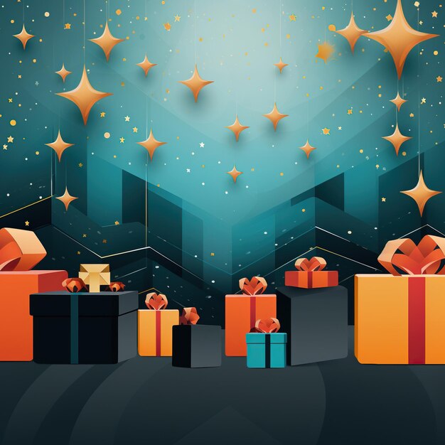 Christmas and New Year celebration background with gift boxes Vector Illustration Generative AI