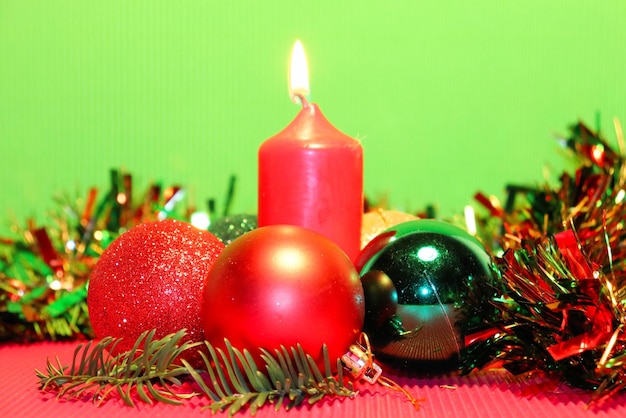 Christmas and New Year Christmas tree candle and Christmas decorations