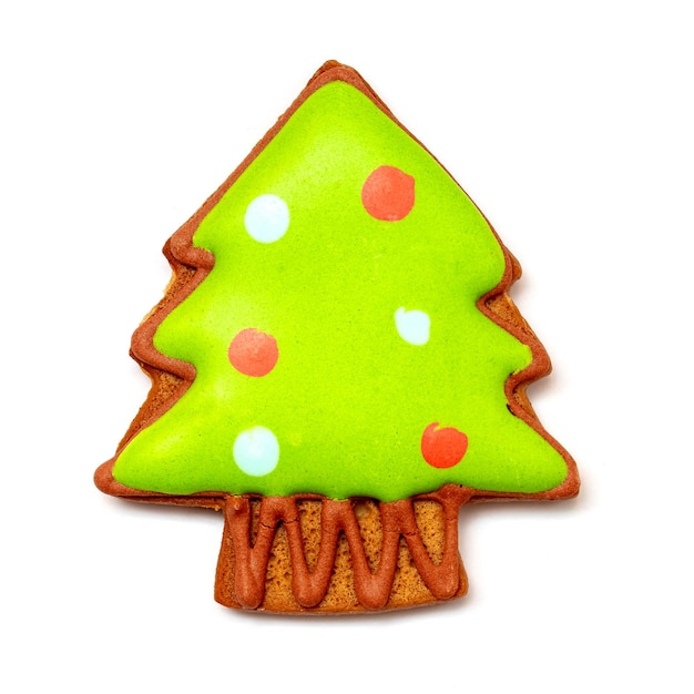 Christmas and New Year cookies in the form of a fir tree on a white isolated background