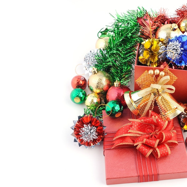 Christmas and New year gift box with decorations 