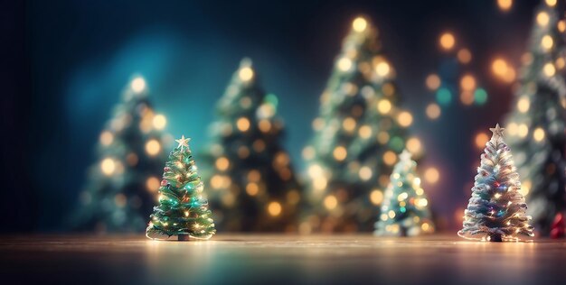 Christmas and New Year holidays background Christmas tree with golden lights bokeh