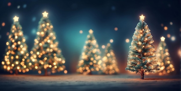 Christmas and New Year holidays background Christmas tree with golden lights bokeh