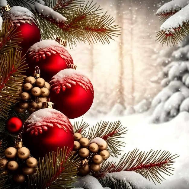 Christmas and new year holidays concept with red balls digital fine art