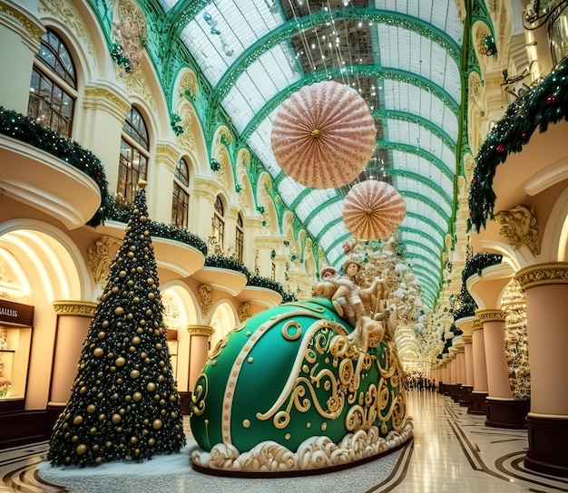 Christmas and New Year Interior of the Mall in Moscow Christmas fairy tale in Moscow