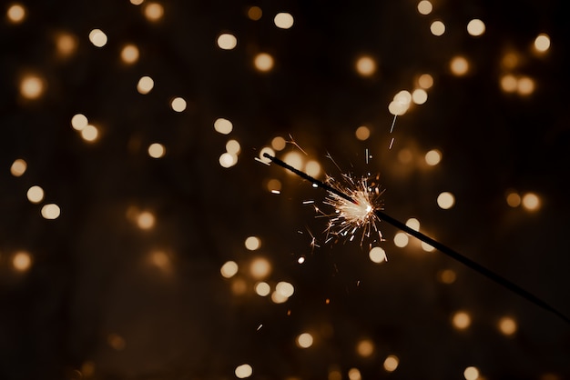 Christmas and new year party sparkler on black