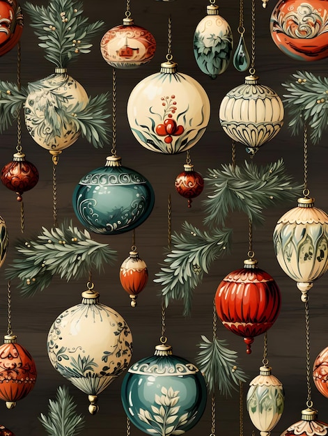 Christmas old ornaments pattern Design