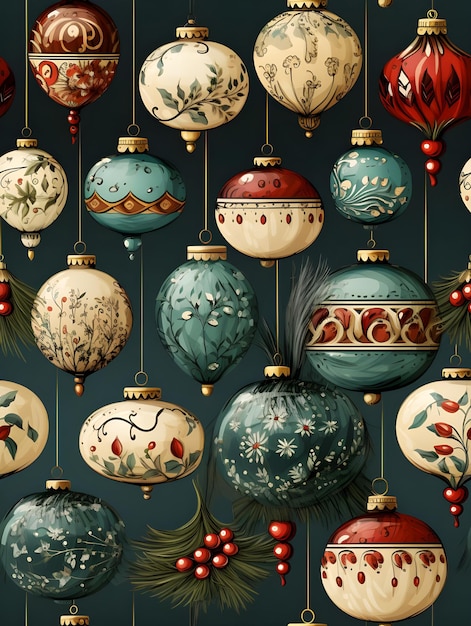 Christmas old ornaments pattern Design