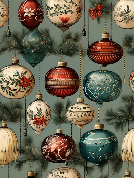 Christmas old ornaments pattern Design