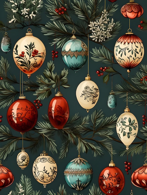 Christmas old ornaments pattern Design