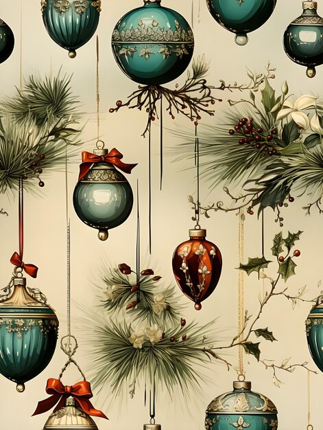 Christmas old ornaments pattern Design