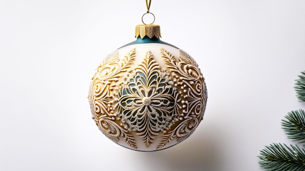 Photo a christmas ornament that has a flower design on it