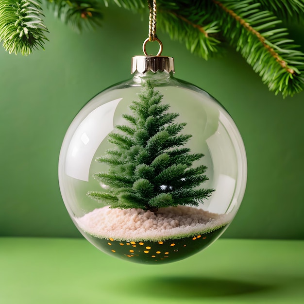 Photo a christmas ornament with a christmas tree inside