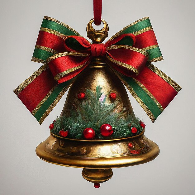 Photo a christmas ornament with a red ribbon and green and red ribbon