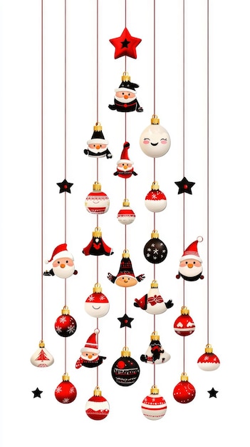 Christmas Ornaments Hanging in a Tree Shape