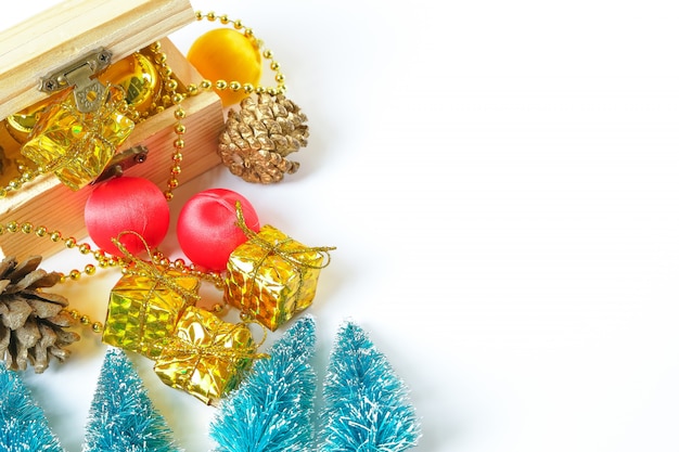 Christmas ornaments on white surface