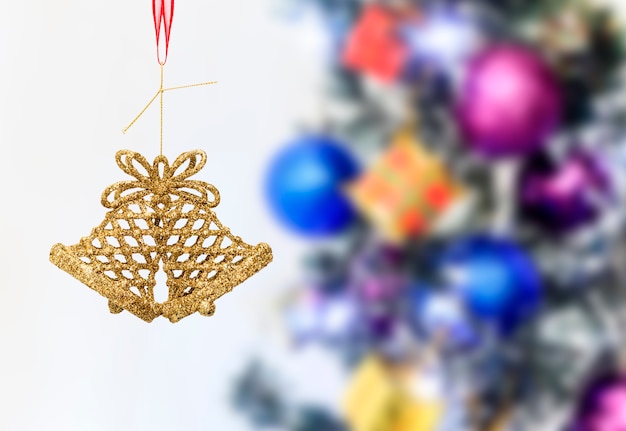 Photo christmas ornaments with blurred background