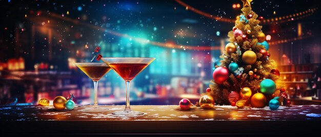 Christmas party design with holiday drink and xmas texture