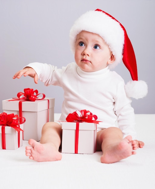 Christmas photo Baby with gifts