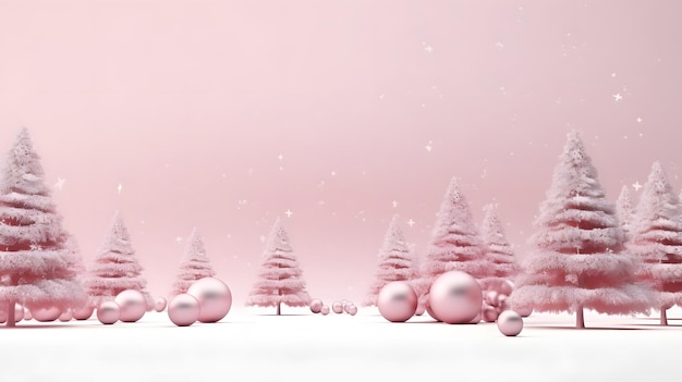 Christmas podium background with gift boxes and christmas tree 3D rendering