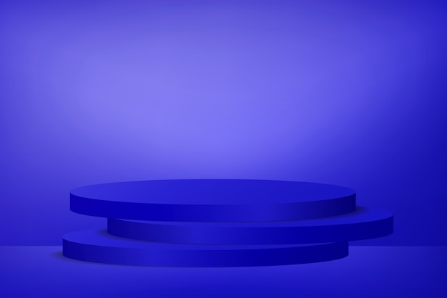 Christmas podium shelf or empty pedestal display on vivid blue background with minimal style