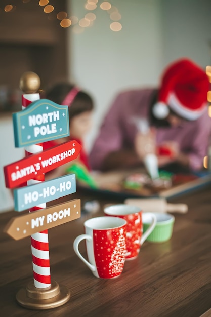 Christmas pointer on the kitchen table