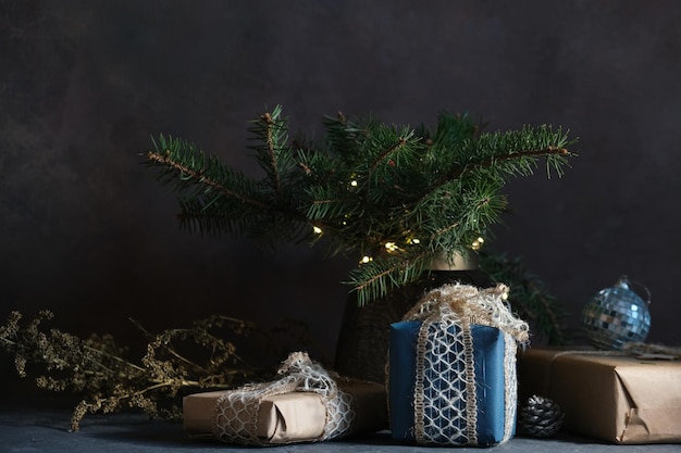 Christmas presents on table