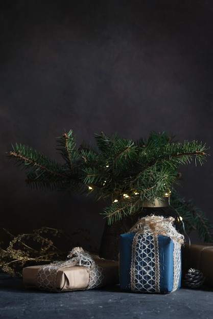 Christmas presents on table