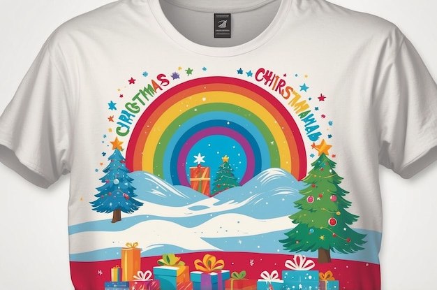 Christmas rainbow retro tshirt design