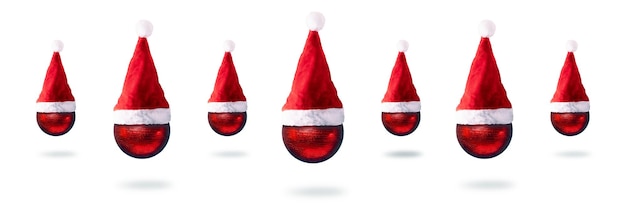 Christmas red balls in santa claus hats