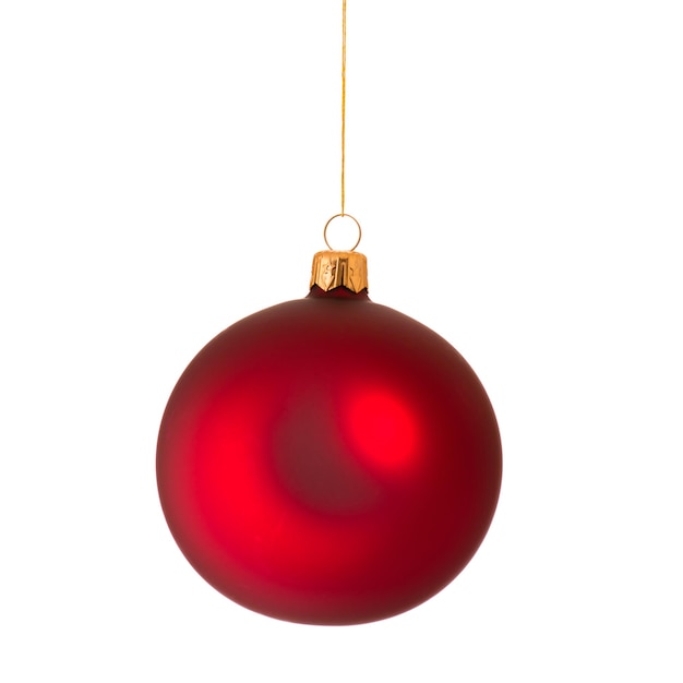 Christmas red bauble ball isolated on white background