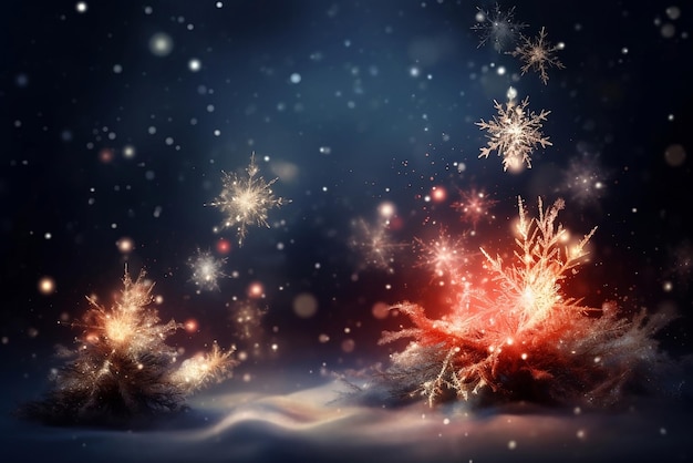 Christmas red and blue glowing background