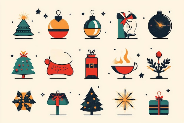 Photo christmas retro icons collection