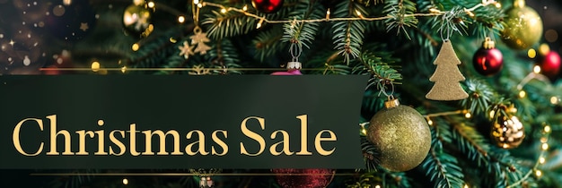 Photo christmas sale banner with festive decorations