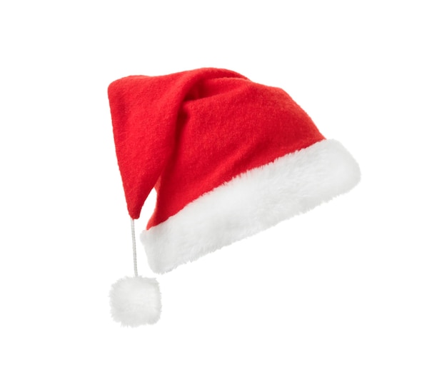 Christmas Santa hat red color or christmas red cap isolated on white background Easy to selection object