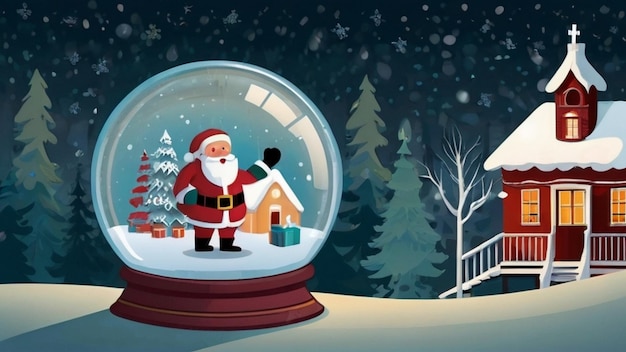 Photo a christmas scene with a santa claus in a snow globe