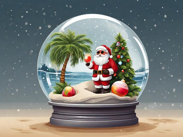 Photo a christmas scene with santa claus on a snow globe