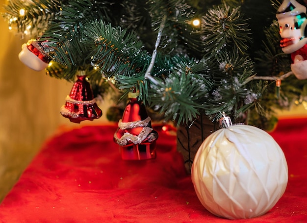 Christmas scene with tree and fire in background