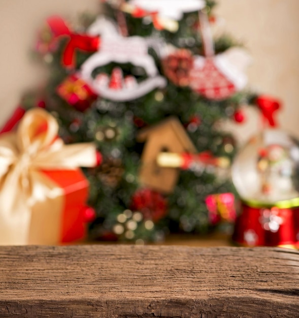 Christmas scene with tree gifts and fire in background