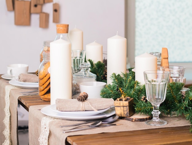 Christmas serving of festive table