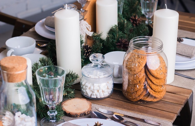 Christmas serving of festive table